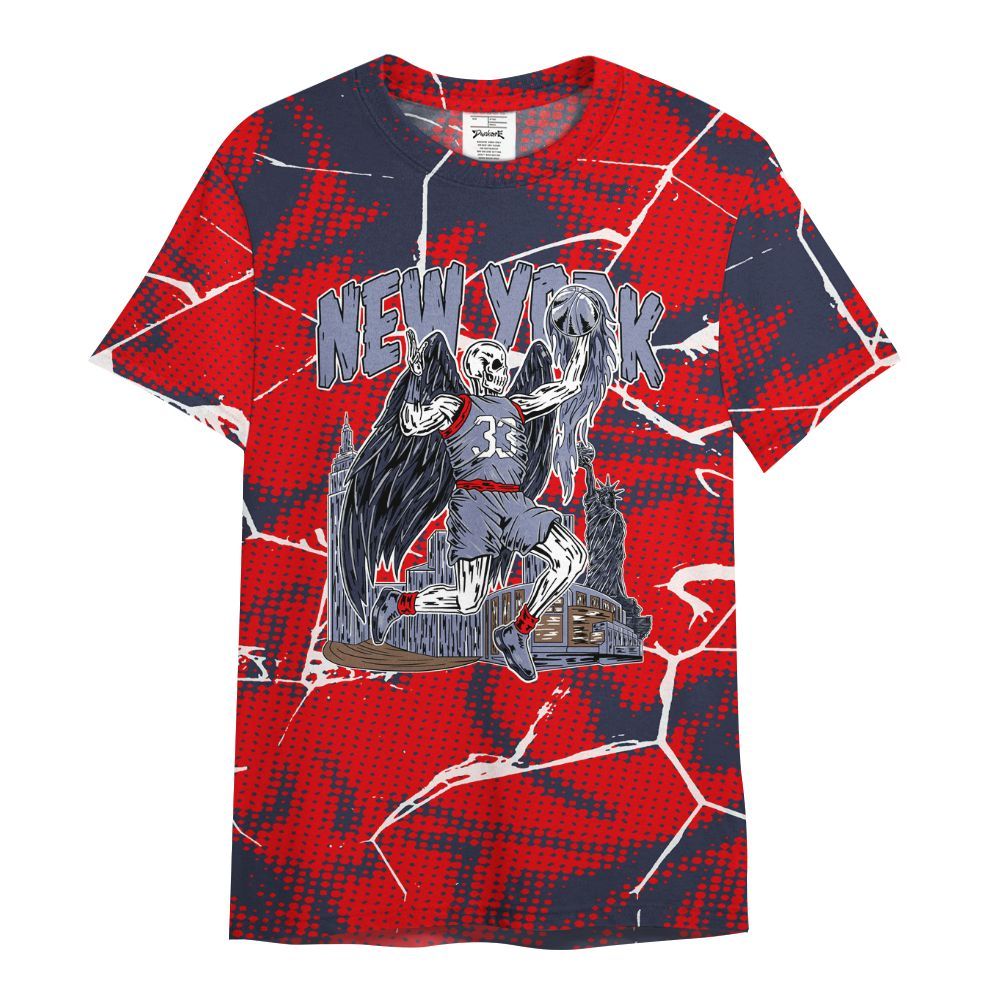 Shirt To Match Low OG Howard Bison 1s - Ewing Era Skeleton Crack All Over Print