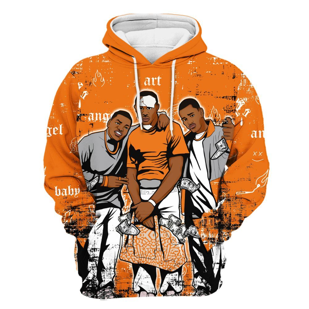 Hoodie To Match Orange Citrus 3s - Paid In Full Money All Over Print
