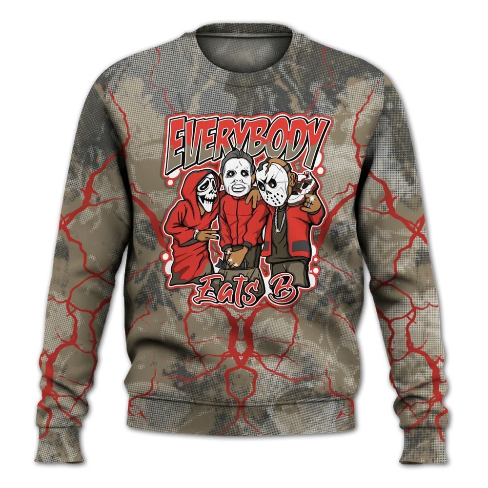 Sweatshirt To Match Olive 9s - Everybody Eatin B Graphic Halloween All Over Print