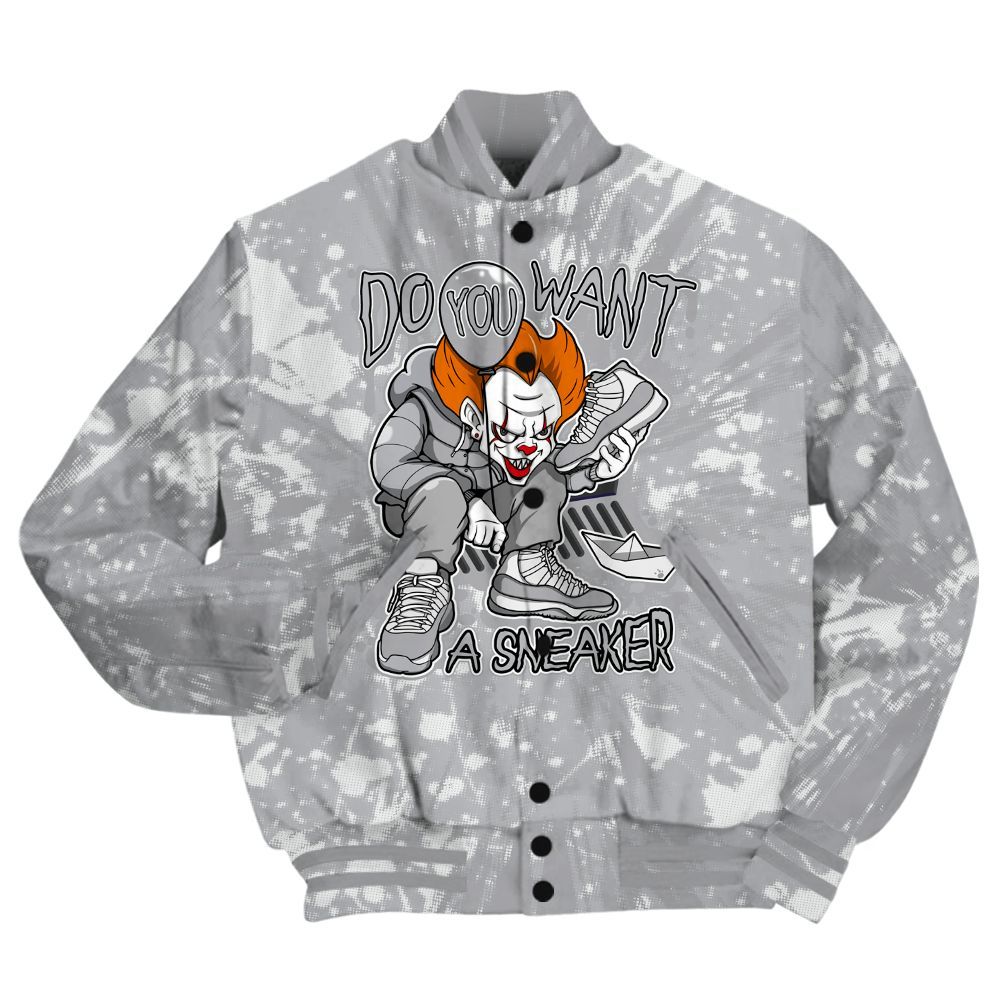 Varsity Jacket To Match Low OG Wolf Grey 1s Shirt - Clown Scary Sneakers Graphic Halloween All Over Print
