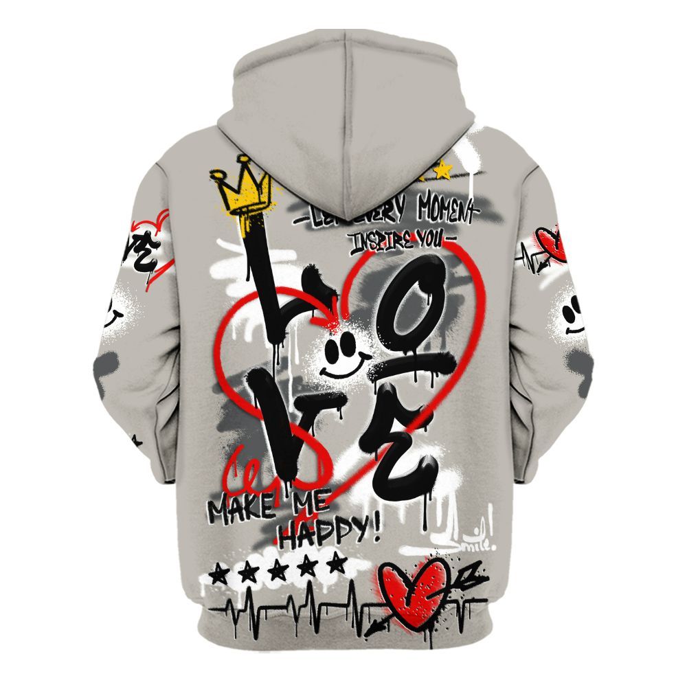 Hoodie To Match Dunk Low Appears Oreo - Happy Love Beats Graffiti Streetwear All Over Print