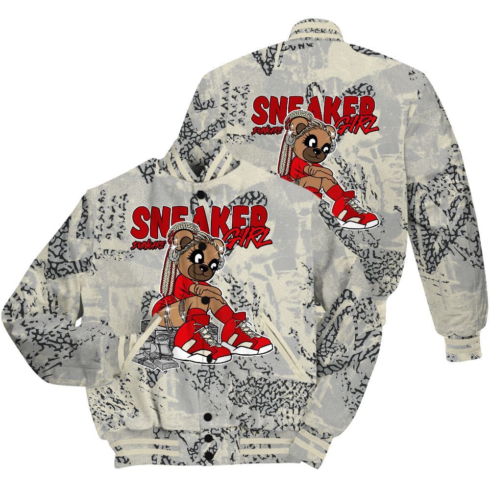 Varsity Jacket To Match Cement Grey 3s Shirt - Sneaker Girl Bear Heart Grunge All Over Print
