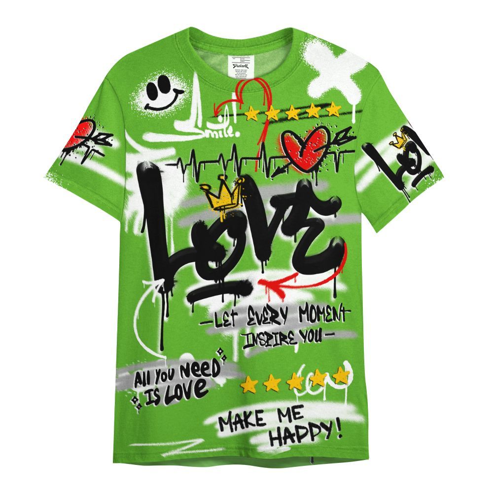 Shirt To Match Air Foamposite One Volt - Happy Love Beats Graffiti Streetwear All Over Print