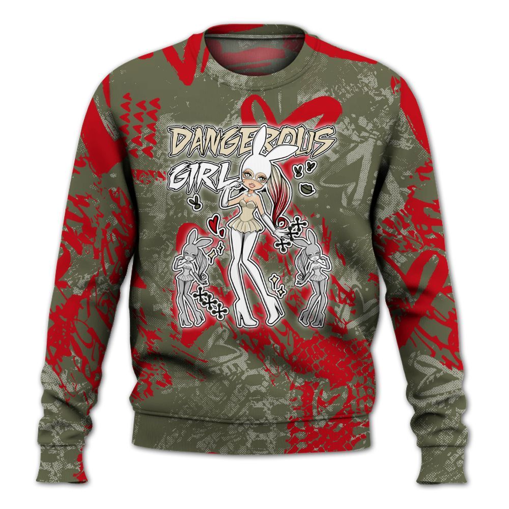 Sweatshirt To Match Travis Scott Low OG Medium Olive 1s - Dangerous.Girl Heart Grunge All Over Print