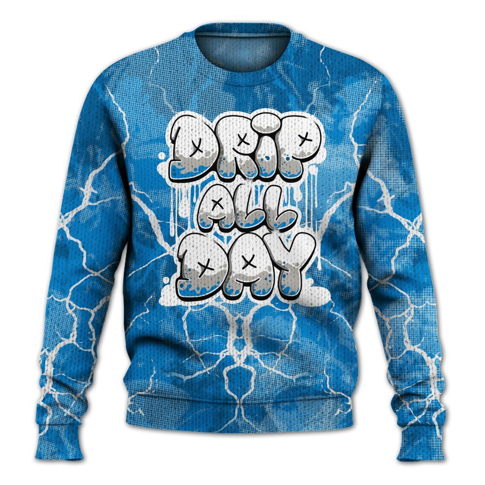 Knitted Sweater To Match Industrial Blue 4s - DRIPPIN Days Graphic Halloween