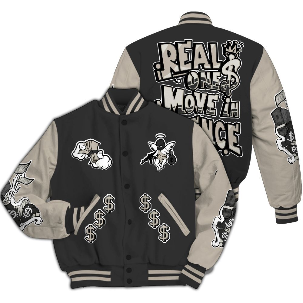Varsity Jacket To Match RM Light Bone 4s - Ones Move In Silence Graphic All Over Print