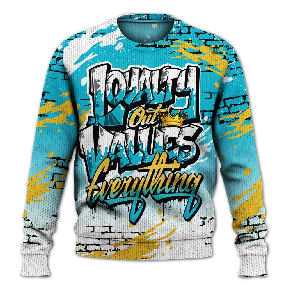 Knitted Sweater To Match Retro Aqua 5s - Values Of Loyalty Drip