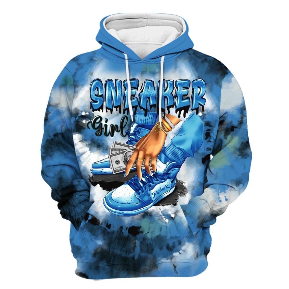 Hoodie To Match Low Carolina 17s - SNEAKER Girl Money Drip Tie Dye All Over Print