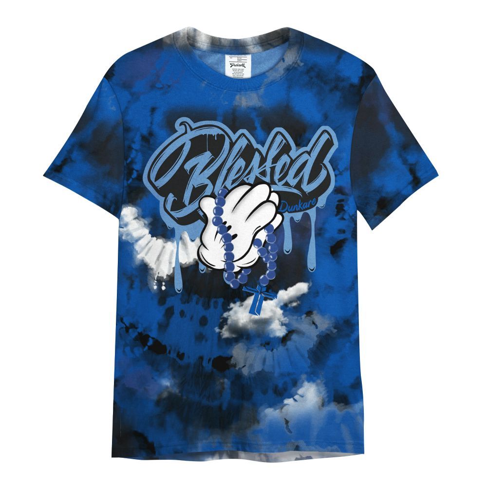 Shirt To Match Racer Blue 5s - God Blessed Tie Dye All Over Print
