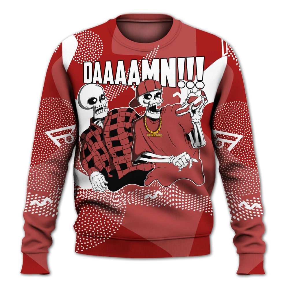 Sweatshirt To Match Red Taxi 12s - Graphic Meme Damnn Red Taxi 12s Outfit All Over Print