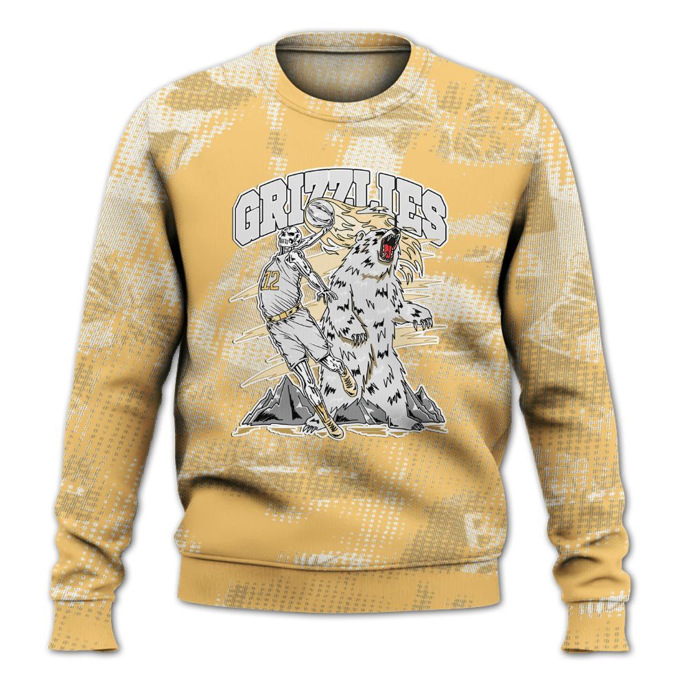 Sweatshirt To Match Craft Paris 6s - Grizzly Bear Skeleton Brown Sugar All Over Print