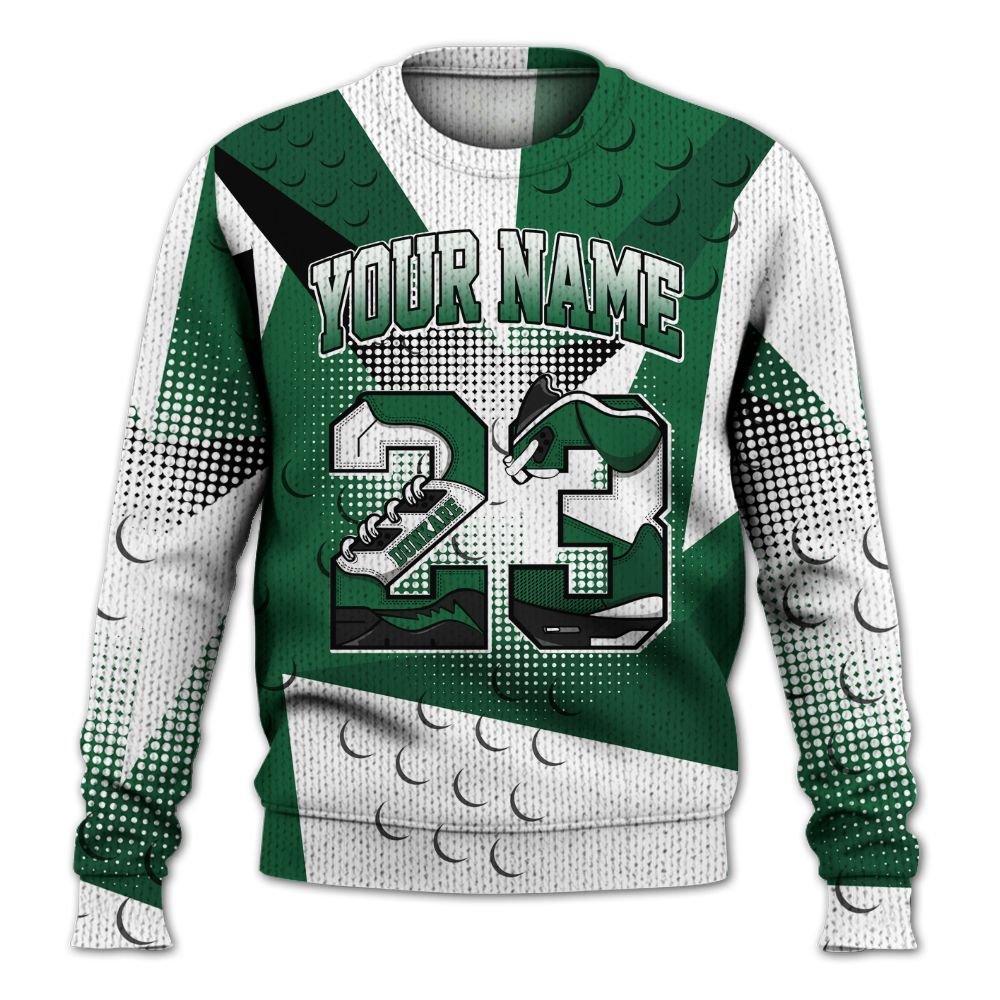 Knitted Sweater To Match High Gorge Green 1s - Poly Custom Name Number 23 5s