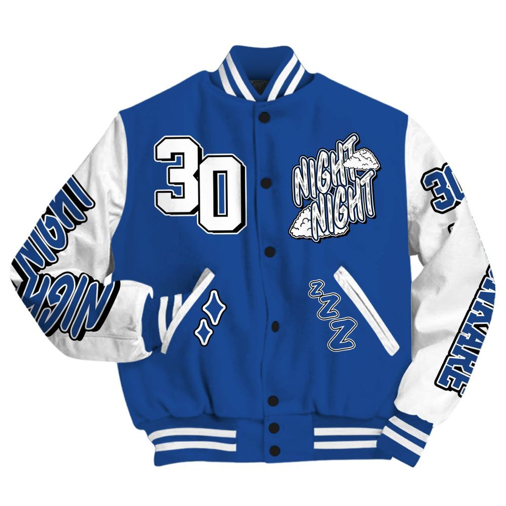 Varsity Jacket To Match High OG True Blue 1s - Seeya Skeleton All Over Print