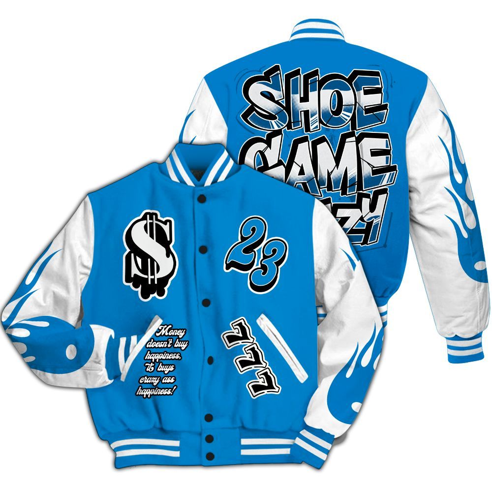 Varsity Jacket To Match Industrial Blue 4s - Shoe Game Crazy Graphic All Over Print