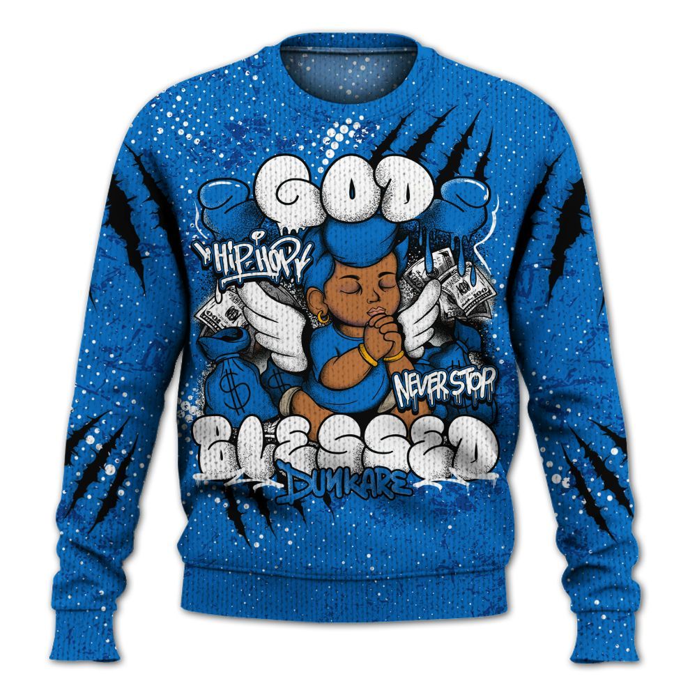 Sweater To Match Blueberry 12s - God Blessed Graphic