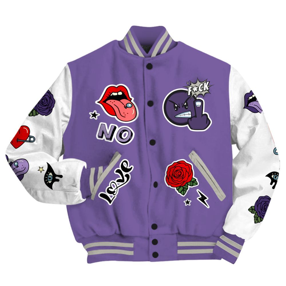 Varsity Jacket To Match Dunk Low Black Raspberry - FK Around Find Out All Over Print