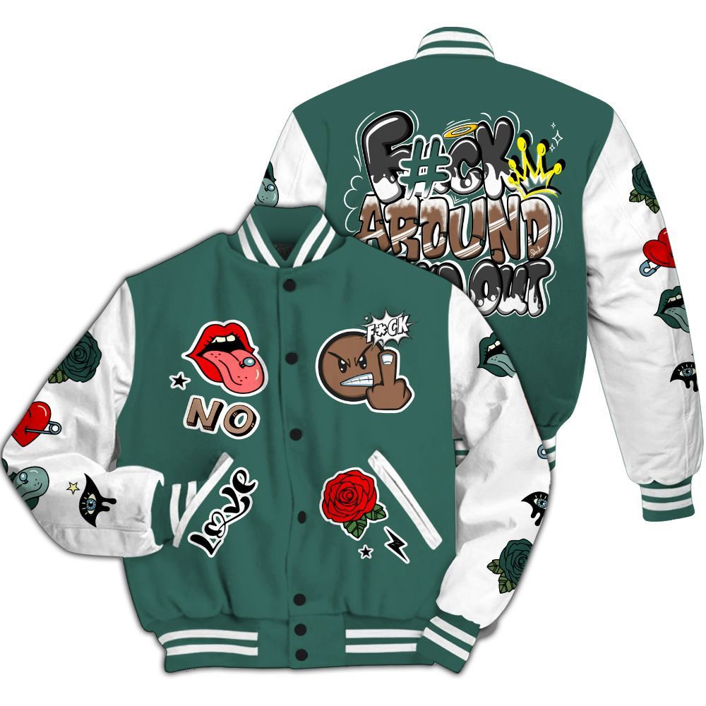 Varsity Jacket To Match Low OG Oxidized Green 1s - FK Around Find Out All Over Print