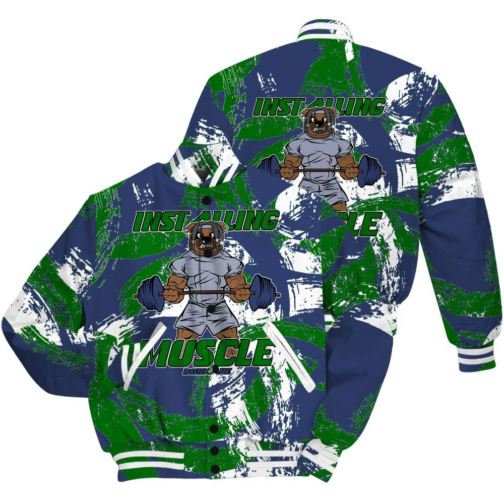 Varsity Jacket To Match Midnight Navy 13s Shirt - Installing Muscle Bear Circle Slpash All Over Print