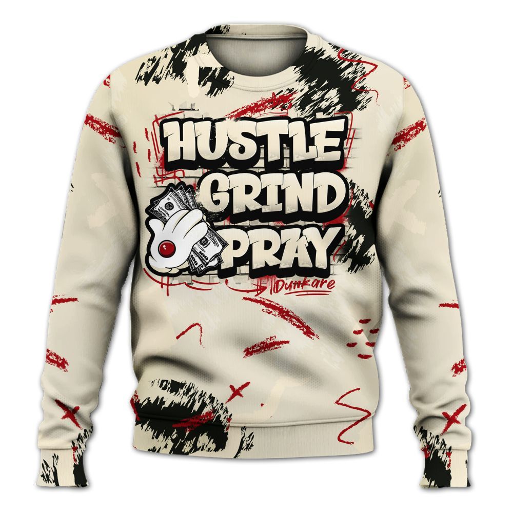 Sweatshirt To Match Retro Low OG Nitro 1s - Hustle Grind Pray All Over Print