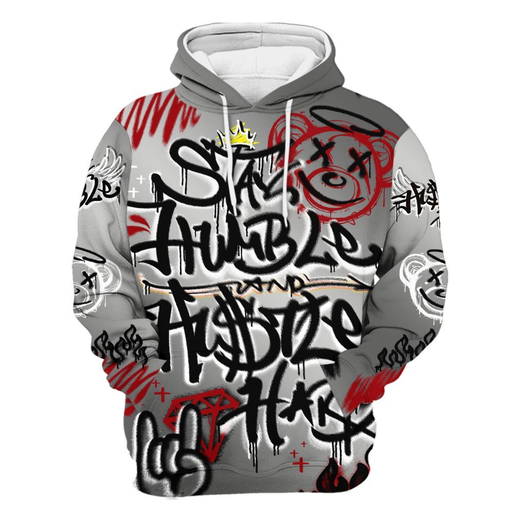 Hoodie To Match Metallic Silver 14s - Humble Drip Streetwear Graffity All Over Print