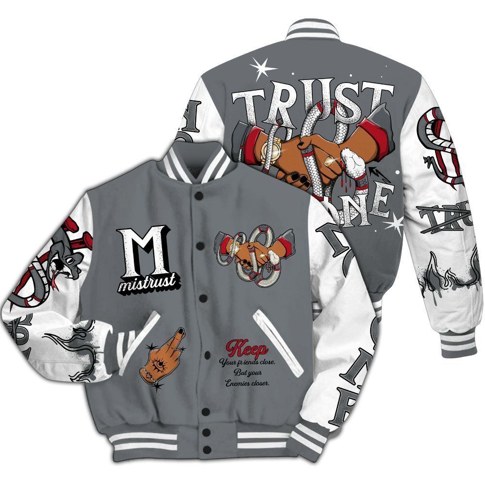 Varsity Jacket To Match Retro Fire Red 9s - Trust No One Snake-Bite Street Style All Over Print