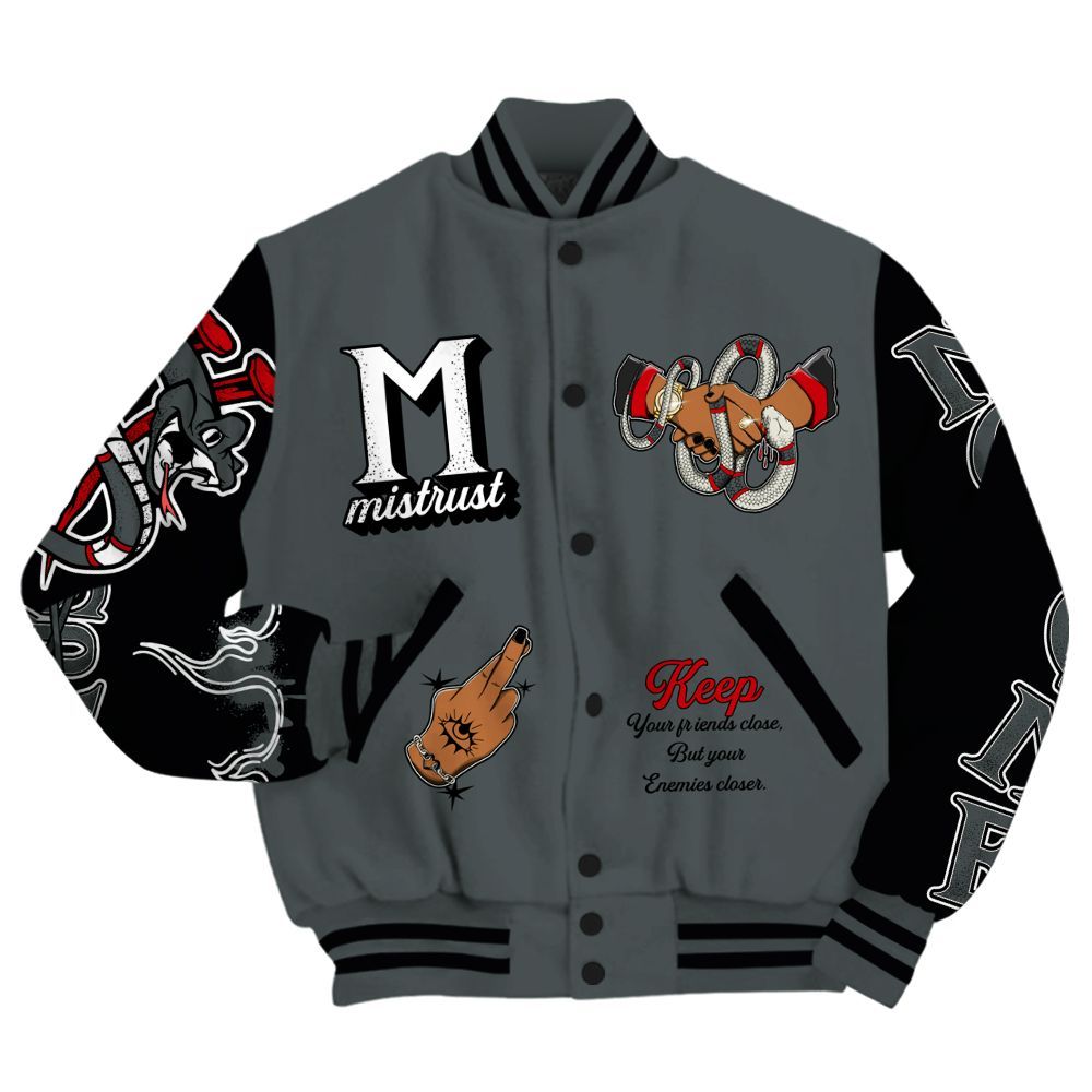 Varsity Jacket To Match Black RM Nigel Sylvester 4s - Trust No One Snake-Bite Street Style All Over Print