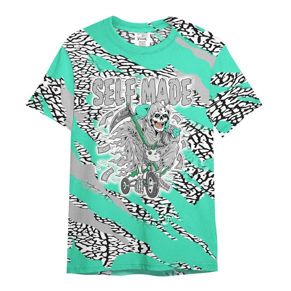 Shirt To Match Black Green Glow 3s - Self Make Skeleton Colored All Over Print