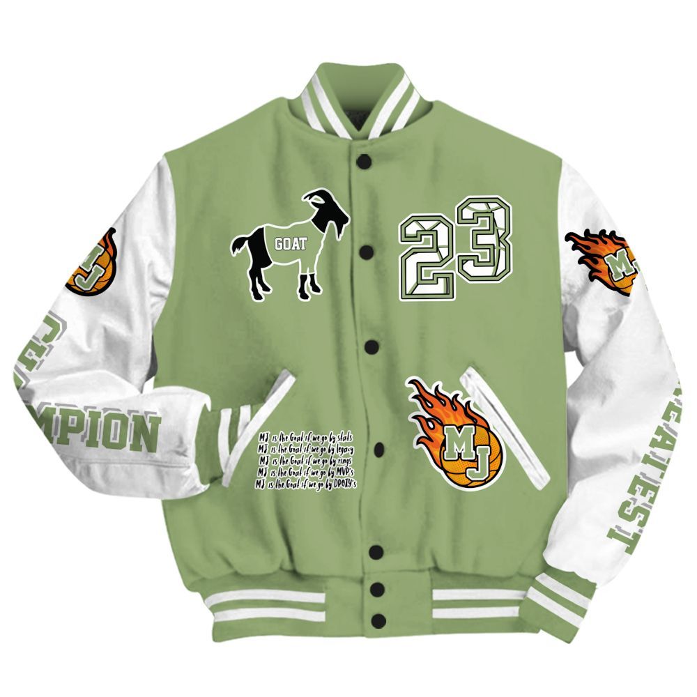 Varsity Jacket To Match Oil Green 4s - 23 G.0.A.T Jump Up Basketball All Over Print