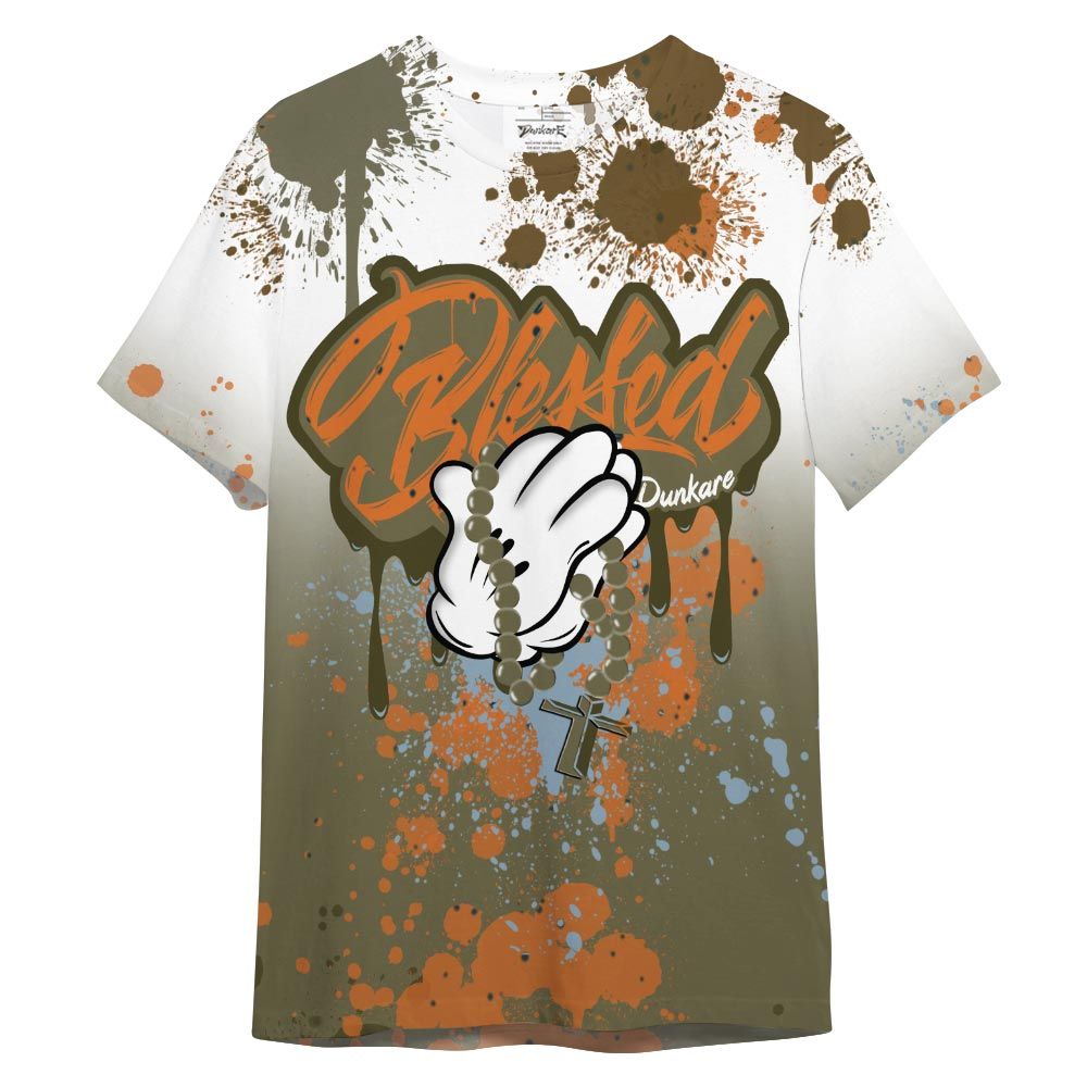 Shirt To Match Shirt Streetwear God Blessed Ink Drip, Olive 5s T-- To Match Sneaker Olive 5s Graphic Tee NCT