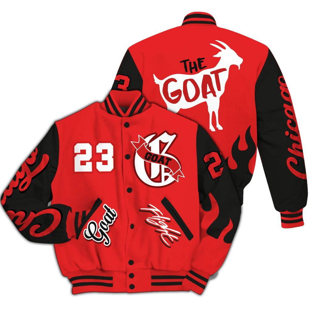 Varsity Jacket To Match Red Thunder 4s - The G.O.A.T Flight Streetwear All Over Print