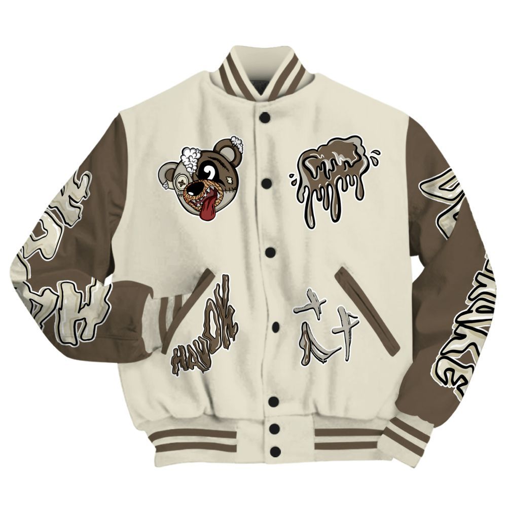Varsity Jacket To Match Orewood Brown 3s - Havok Bear All Over Print