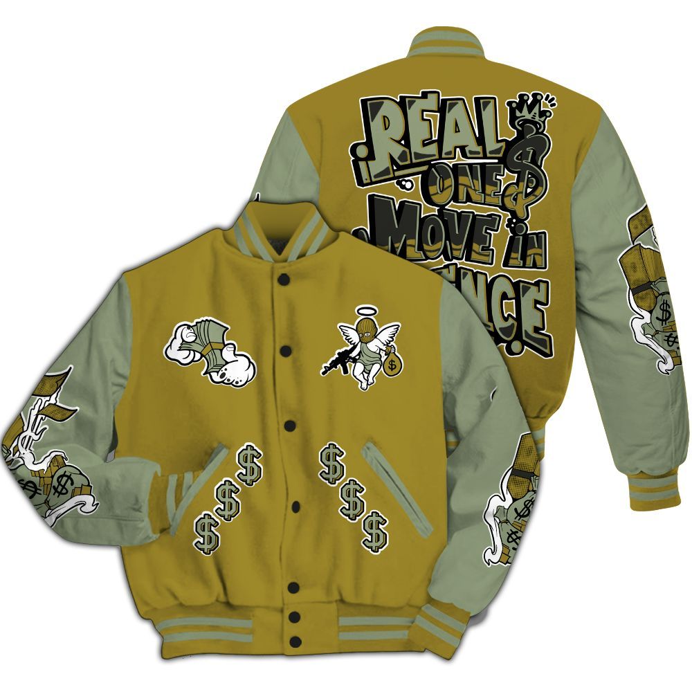 Varsity Jacket To Match Air Flightposite Metallic Gold - Ones Move In Silence Graphic All Over Print