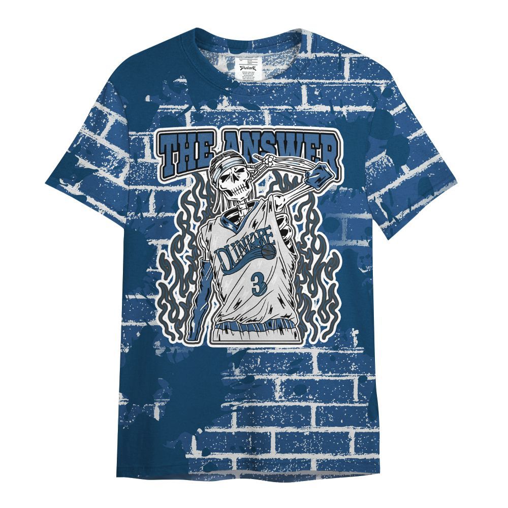 Shirt To Match High OG Midnight Navy 1s - Allen Answer Skeleton Brick All Over Print