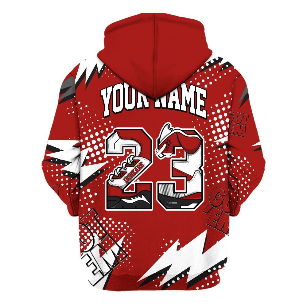 Hoodie To Match High OG Varsity Red 1s - Custom Name Number 23 5s All Over Print