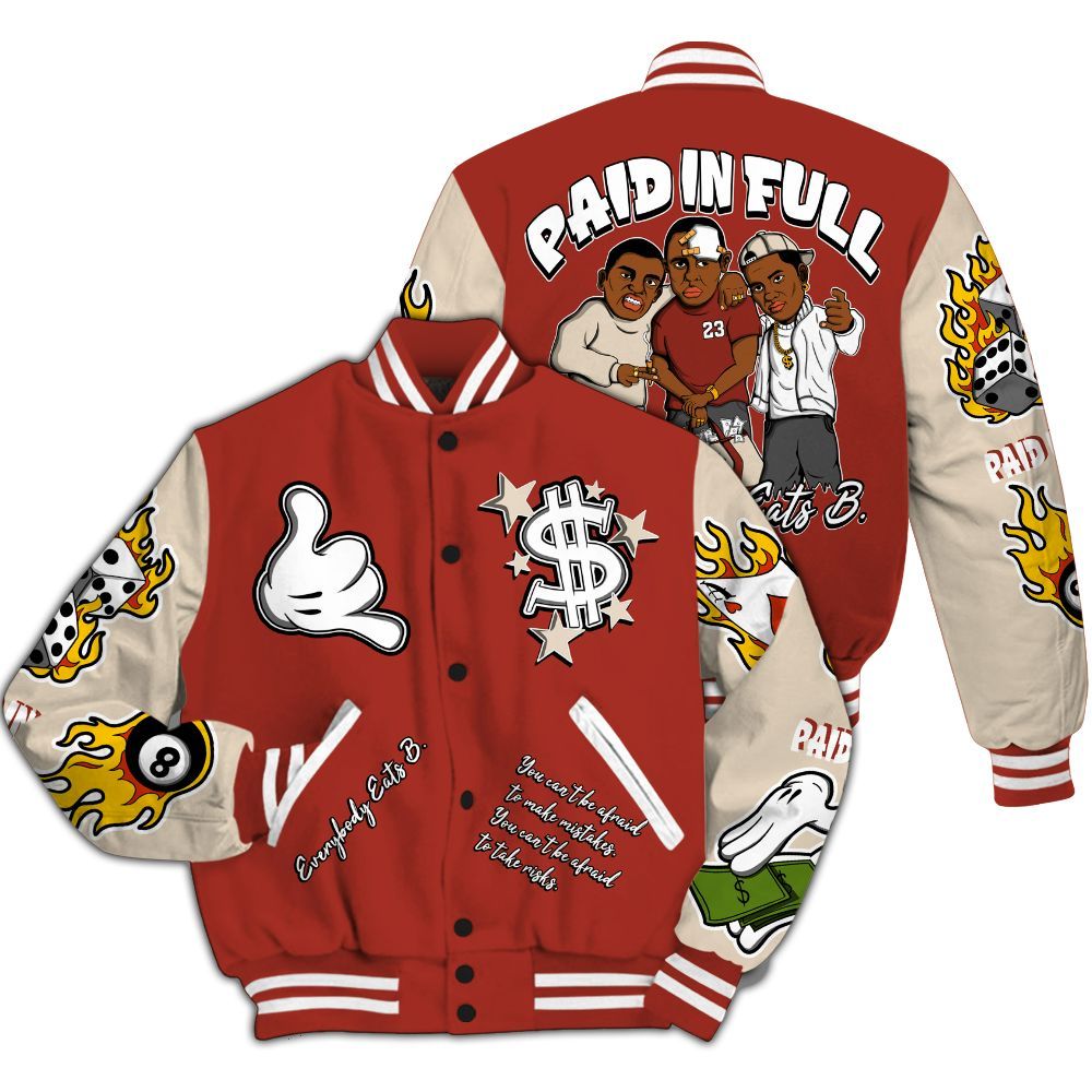 Varsity Jacket To Match Brick After Brick 4s - Everybody Paid In Full Graphic All Over Print