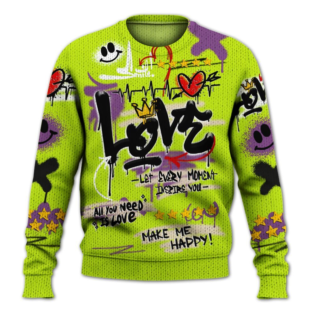 Sweater To Match GS Black Barely Volt 11s - Happy Love Beats Graffiti Streetwear Graphic
