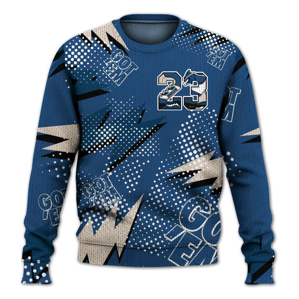 Knitted Sweater To Match High OG Midnight Navy 1s - Custom Name Number 23 5s