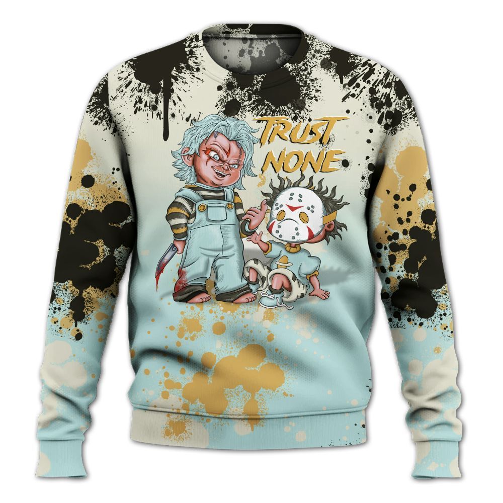 Sweatshirt To Match Pure Platinum 4s - Trust No One Scary All Over Print