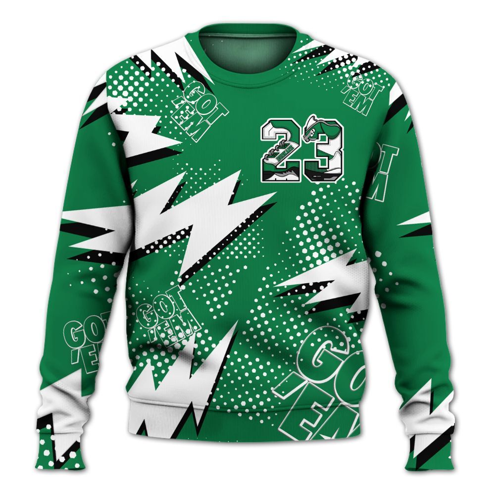 Sweatshirt To Match Pine Green 13s - Custom Name Number 23 5s All Over Print