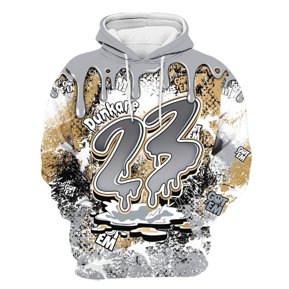 Hoodie To Match Retro High OG Cool Grey 1s - Dripping 23 Drip All Over Print