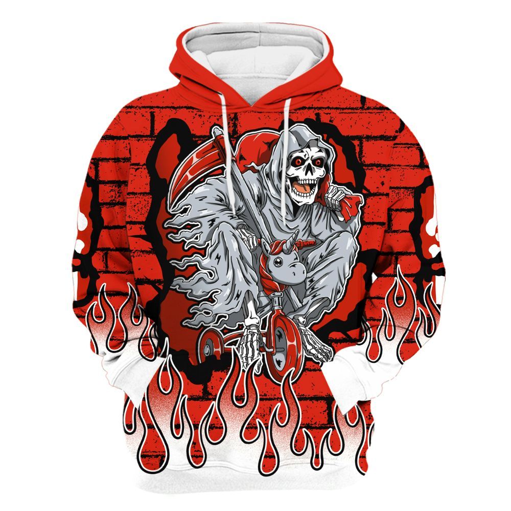 Hoodie To Match Retro Cherry 11s - Self Make Skeleton Crashed All Over Print