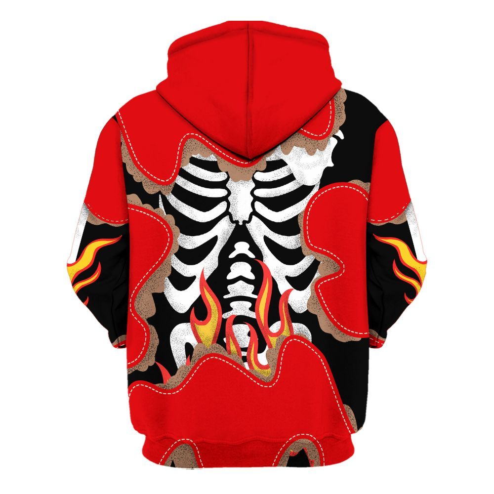 Hoodie To Match Low OG Howard University 1s - Skeleton Burning Heart Drip All Over Print