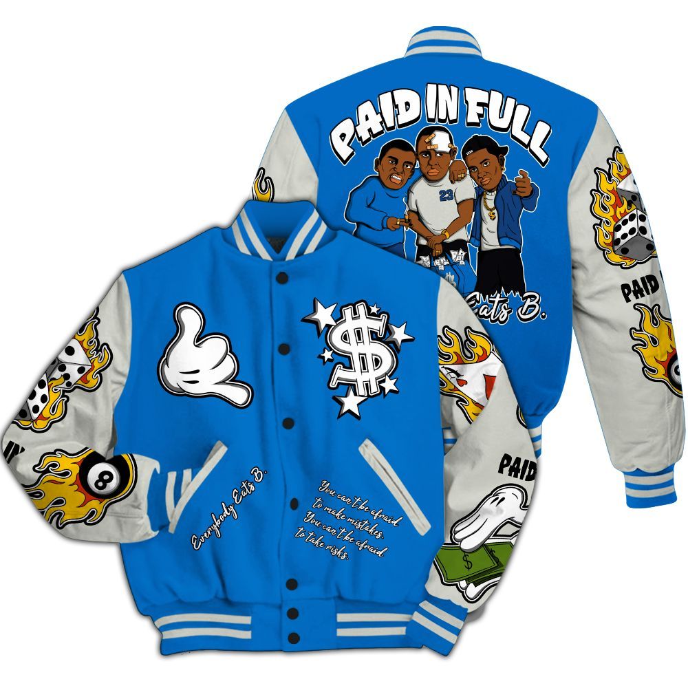 Varsity Jacket To Match Blueberry 12s - Everybody Paid In Full Graphic All Over Print