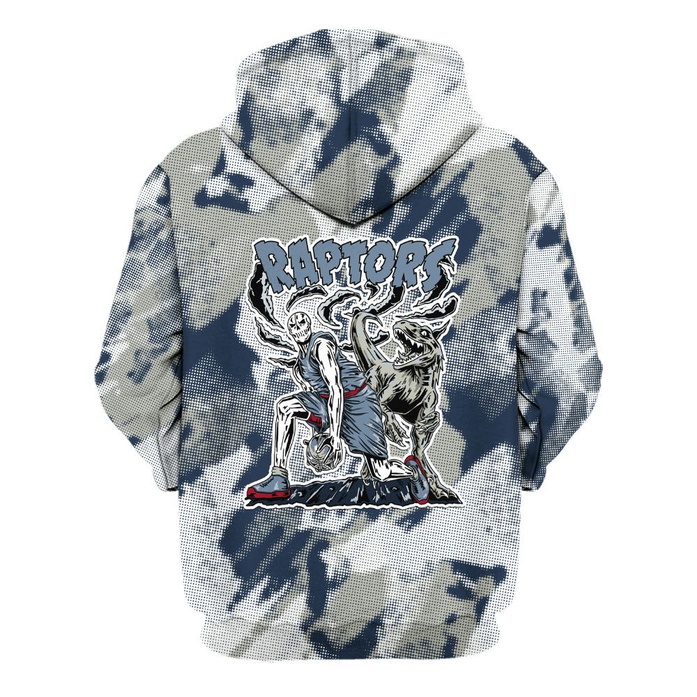 Hoodie To Match White Midnight Navy 6s - Raptors Skeleton Abstract Halftone All Over Print