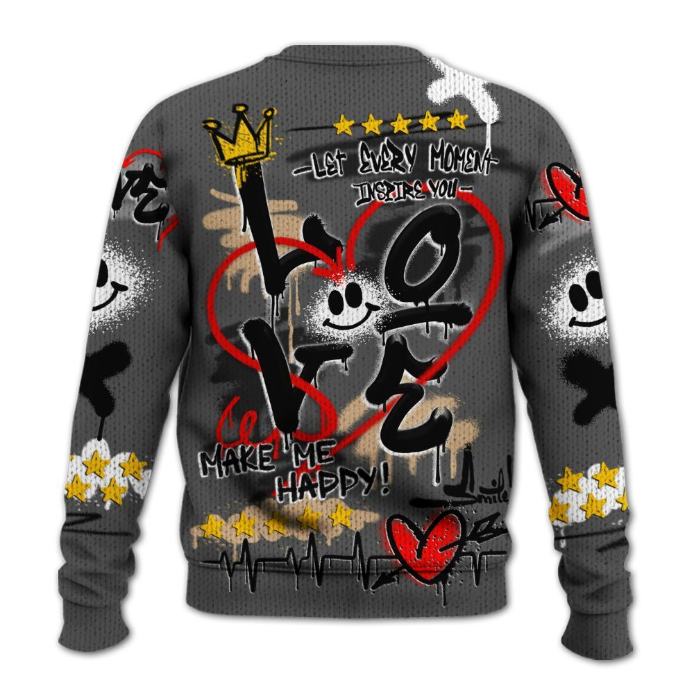 Knitted Sweater To Match Kobe 9 EM Mamba - Happy Love Beats Graffiti Streetwear