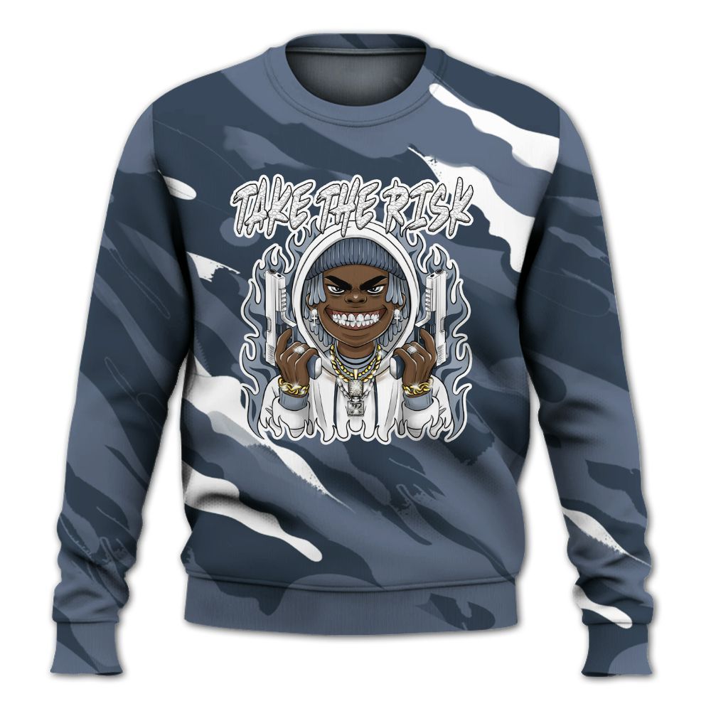 Sweatshirt To Match Low Diffused Blue 11s - Take The Risk Colored All Over Print