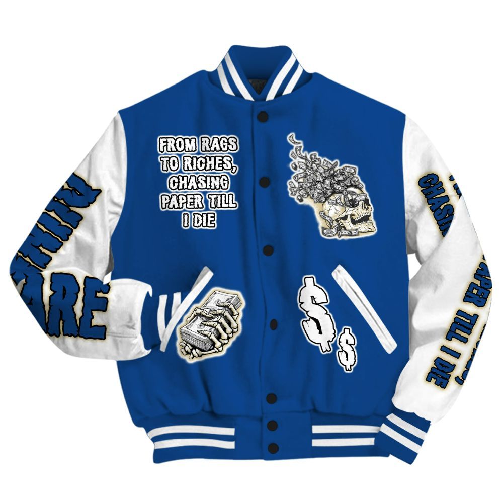 Varsity Jacket To Match Air Ship Royal Blue - From Rags To Riches All Over Print