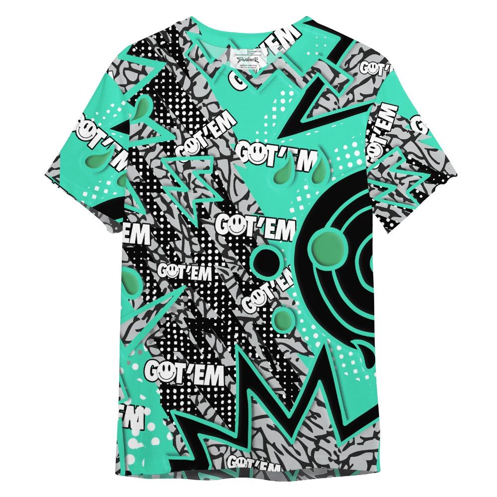 Shirt To Match Shirt Streetwear Retro Vintage 90s, 3 Green Glow T-- To Match Sneaker Black Green Glow 3s Graphic Tee NCT
