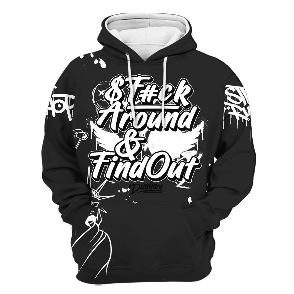 Hoodie To Match Black Cat NET 4s - Graphic Fck Around Find Out All Over Print
