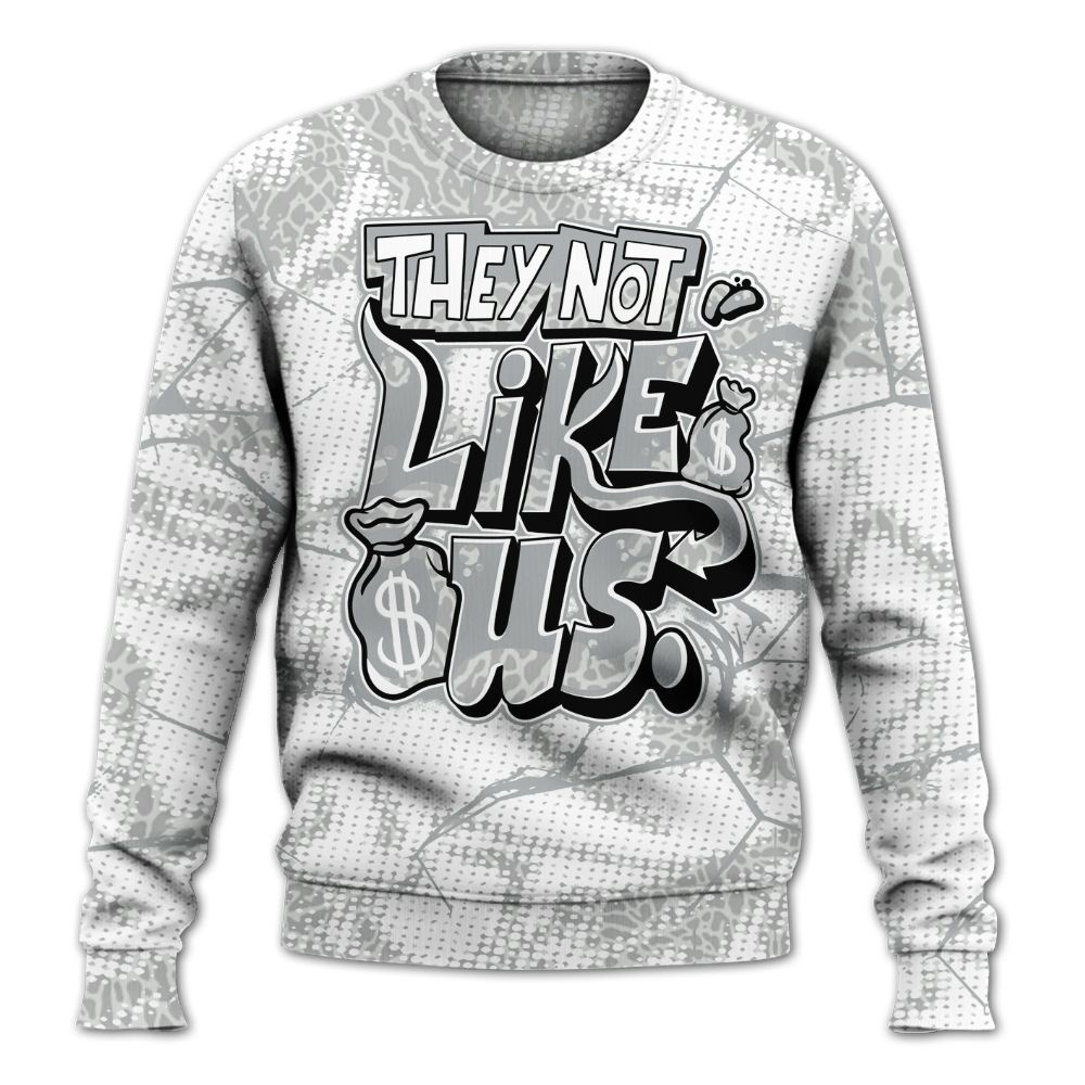 Sweatshirt To Match Retro Pure Money 3s - Dislike Us Crack All Over Print